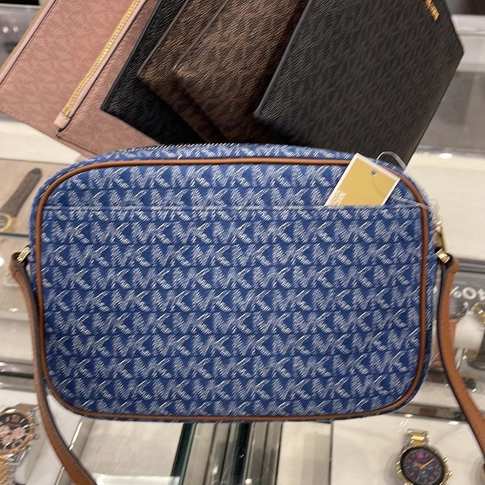 Michael Kors Jet Set Item Large East West Zip Chain Crossbody XBody Denim Multi